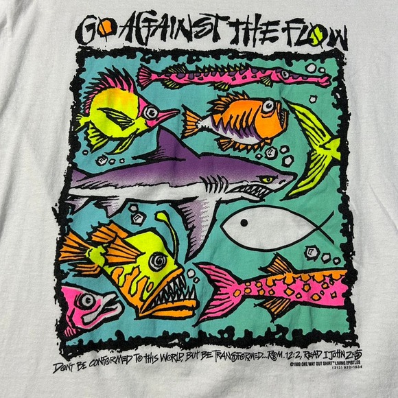 vintage 1989 go against the flow tee - Picture 2 of 6
